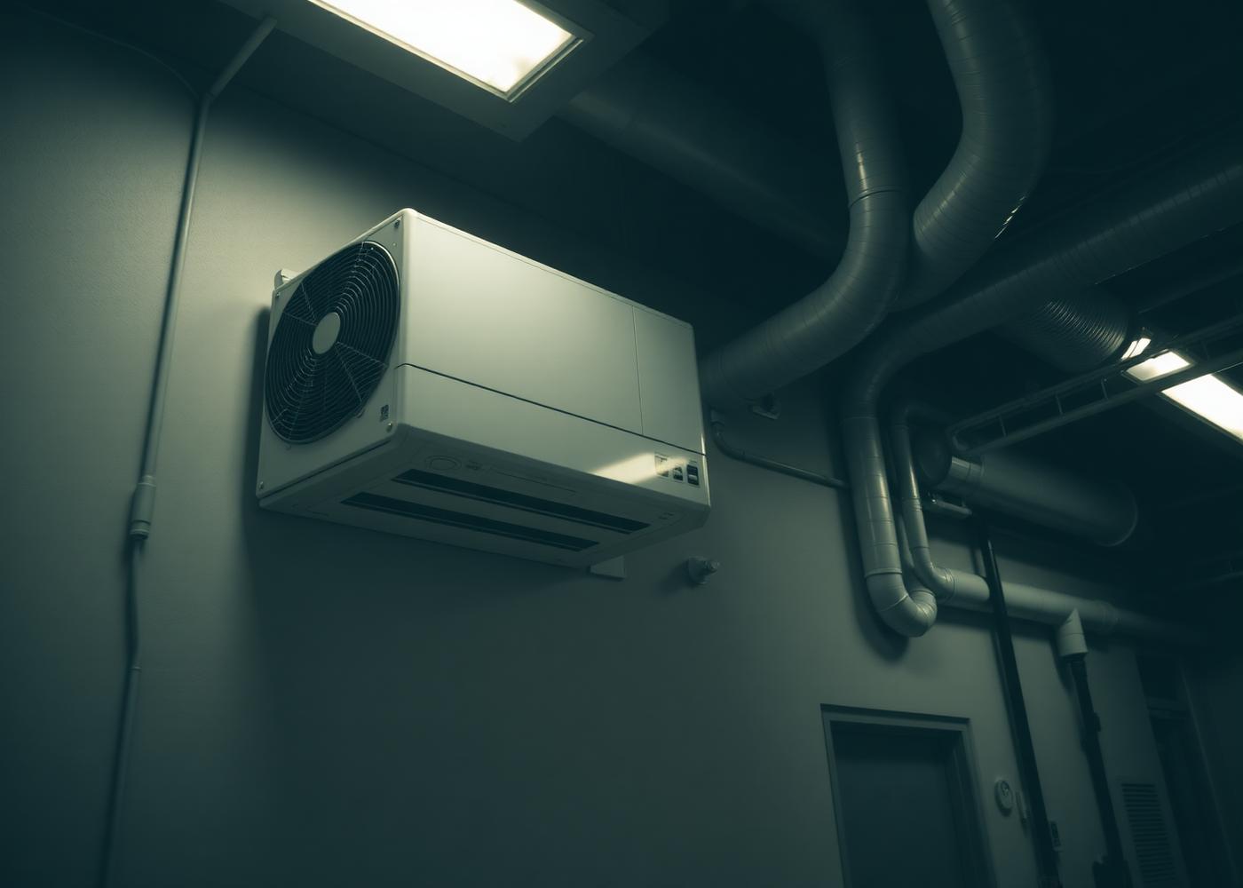 Mechanical room wall-mounted unit and piping